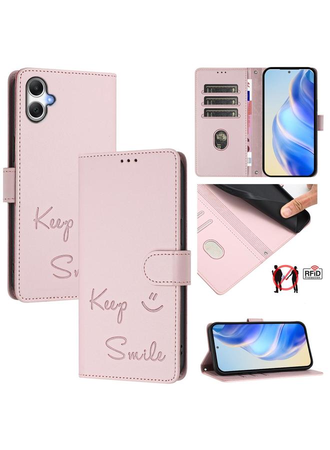 The Bros Case For Samsung Galaxy A06 5G / 4G Smile Embossing RFID Leather Phone Case
