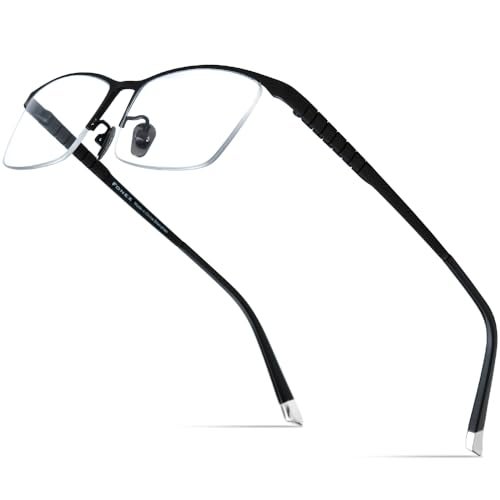FONEX Titanium Glasses Frame for Men,Square Eyewear Full Optical Eyeglasses F85641 (F85640 Black) - Image 1