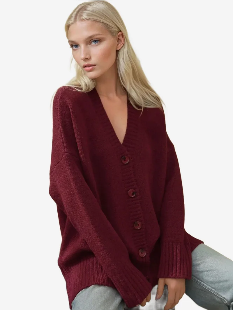 Thick V-Neck Knitwear Cardigan