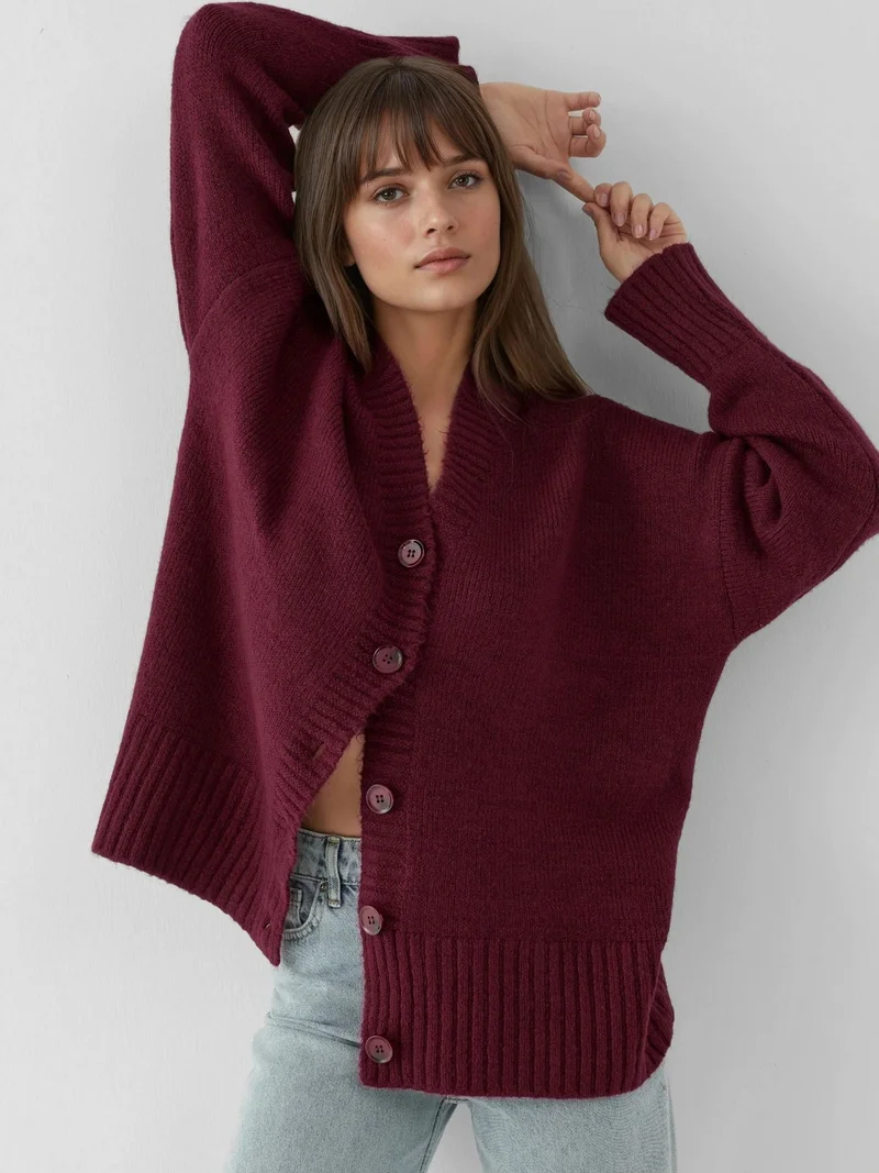 HICCUP Thick V-Neck Knitwear Cardigan