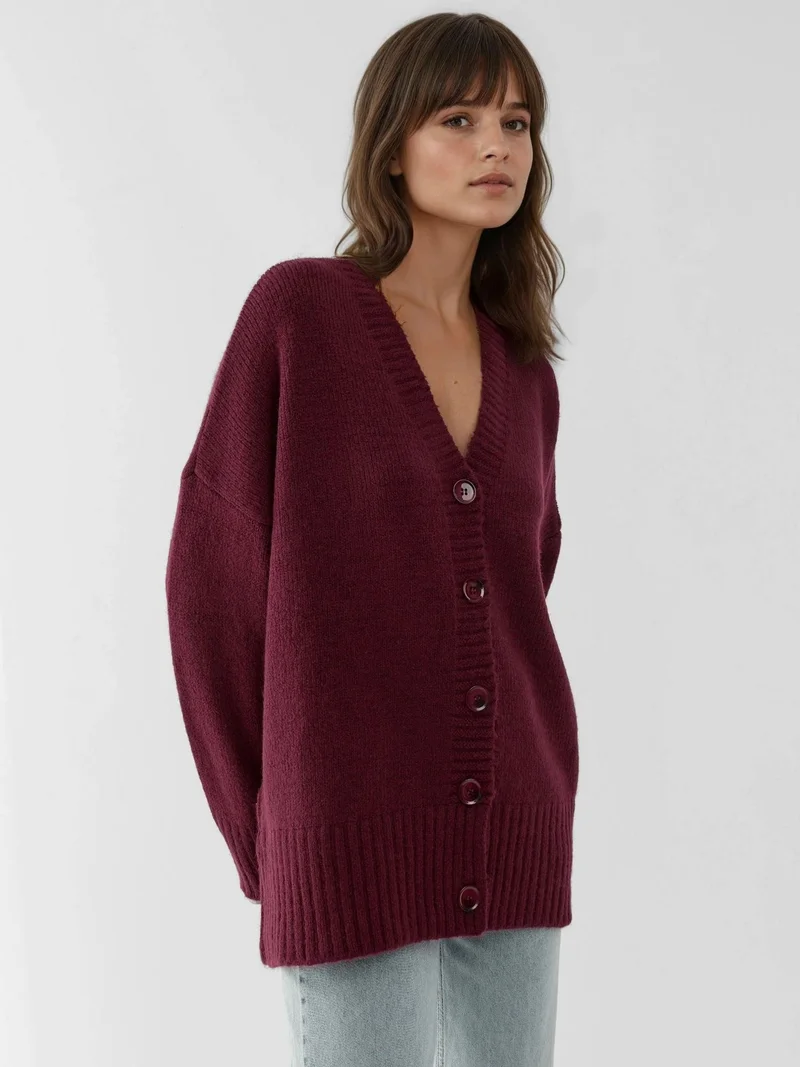 HICCUP Thick V-Neck Knitwear Cardigan