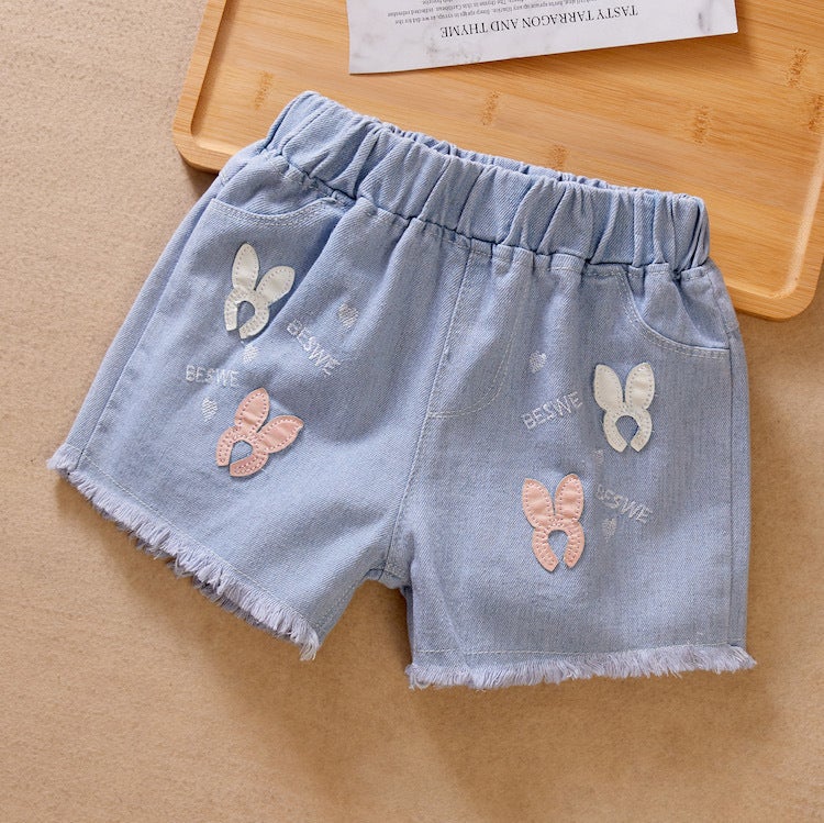 Children'S Clothing Girls Summer Large Children'S Leisure Baby Foreign Style Children'S Denim Short Pants - Image 1
