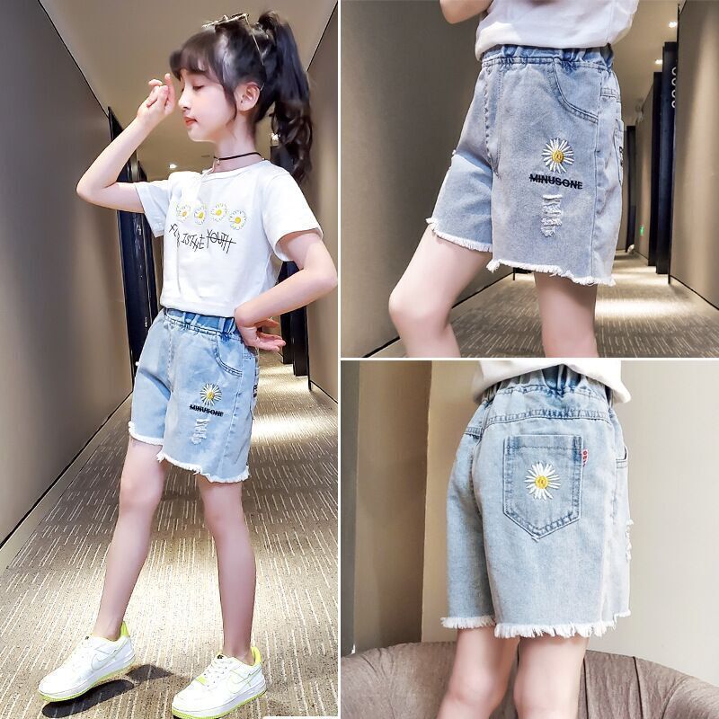 Children'S Clothing Girls Summer Large Children'S Leisure Baby Foreign Style Children'S Denim Short Pants - Image 4