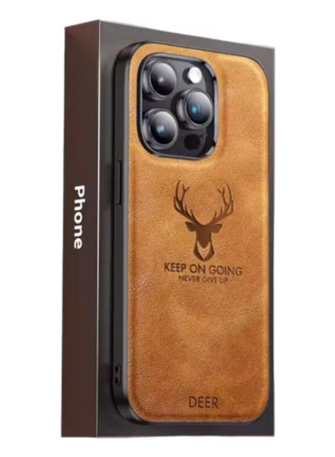 Deer Luxury Shockproof Soft Silicone PU Leather Deer Mobile i Phone 16 Pro Max Case - Image 2