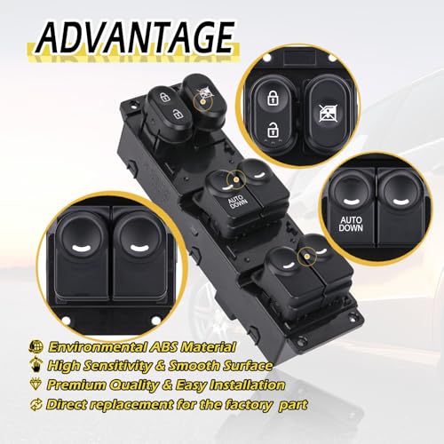 Vurkcy Power Window Switch Master Control Button Driver Side Compatible with Hyundai Accent 2011 2012 2013 2014 2015 2016 2017, Replacement OEM 93570AP1R101, 93570-1R111, 1 Auto, 16 Pins - Image 5