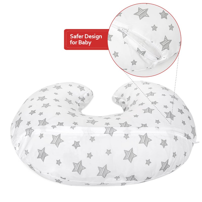 Moonsea Nursing Pillow Cover for Baby Snug Fits Boppy Nursing Pillows, Super Soft, for Breastfeeding Moms, White Star - Image 2