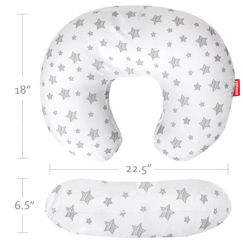 Moonsea Nursing Pillow Cover for Baby Snug Fits Boppy Nursing Pillows, Super Soft, for Breastfeeding Moms, White Star - Image 4