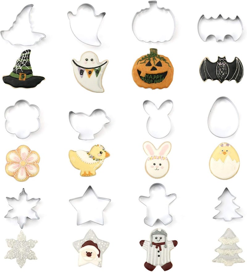 Kasmoire 188pcs Cookie Decorating Supplies Kit(ALL-IN-ONE),with 12pcs holiday cookie cutter,Mixing Tools,Piping Tools,Decorating Tools and 100pcs Cookies Bags for Beginners and Decorator - Image 5