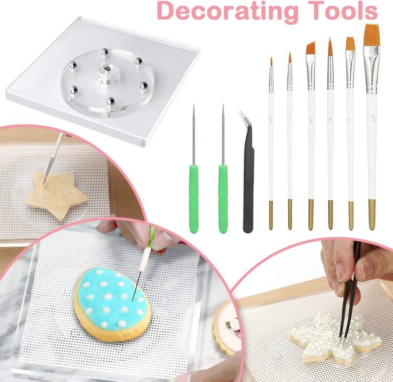 Kasmoire 188pcs Cookie Decorating Supplies Kit(ALL-IN-ONE),with 12pcs holiday cookie cutter,Mixing Tools,Piping Tools,Decorating Tools and 100pcs Cookies Bags for Beginners and Decorator - Image 4