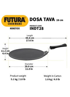 Hawkins Hawkins Futura 28 cm Dosa Tava, Non Stick Dosa Tawa, Induction Dosa Tawa, Black (INDT28)  - Image 3
