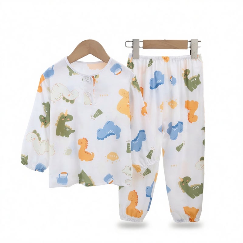 Children Cotton Long Sleeve Pajama Set Anti Mosquito Home Wear - Image 5