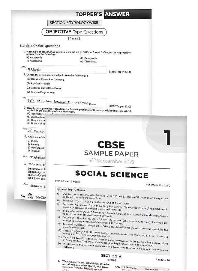 null - Educart CBSE Class 10 SOCIAL SCIENCE Sample Papers 2023 (With Exclusive Topper Answers and Marks breakdown 2022-23) - Image 1
