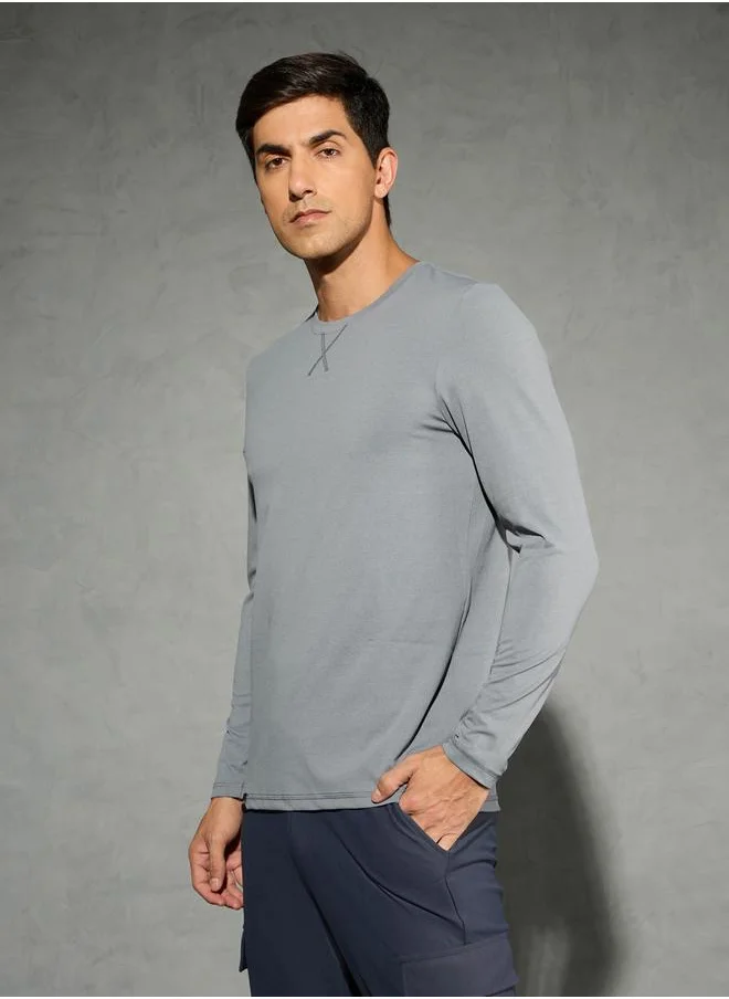 تكنوسبورت Technosport Solid Long Sleeves Regular Fit T-Shirt