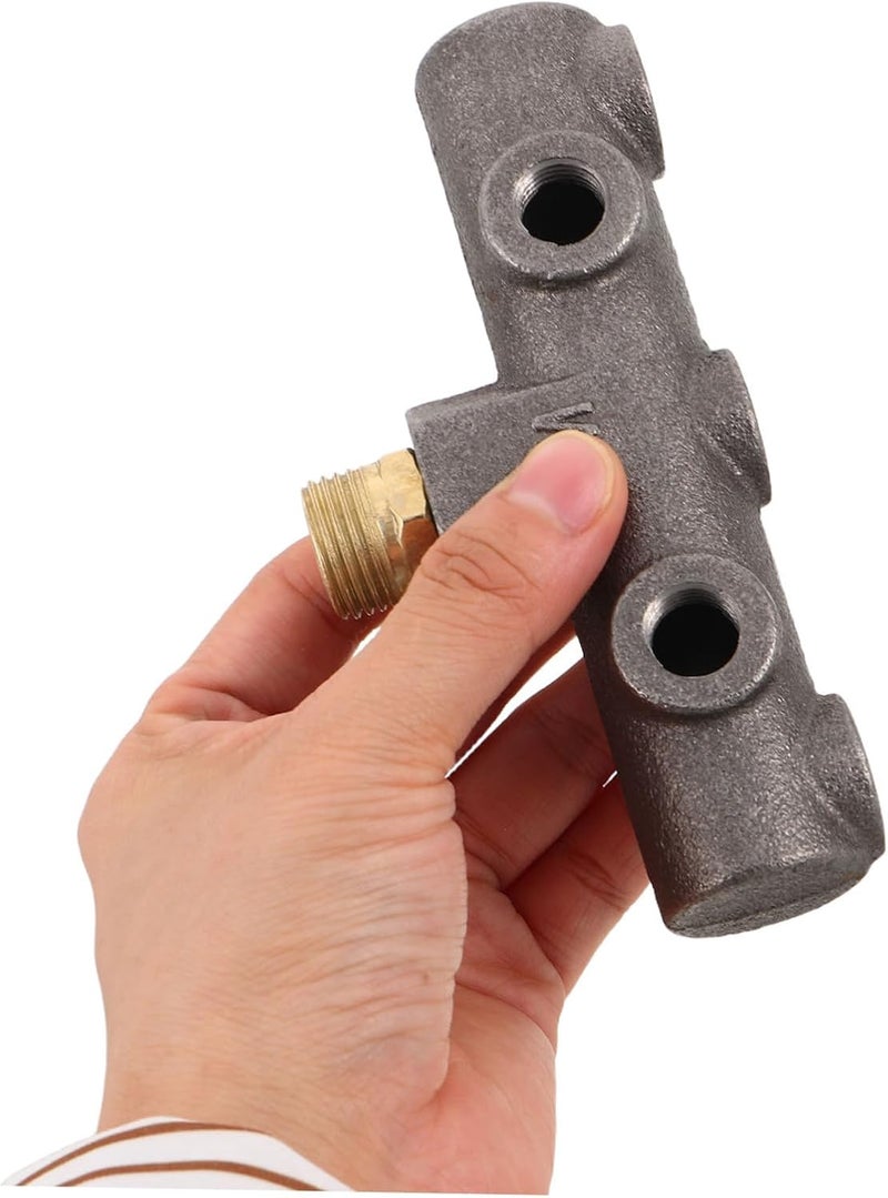 Garneck Air Compressor Switch Bracket for with Cast Iron 6 Hole Sixport Design and 0.79 Inch Male Threads, Multi-directional Connections Compressor Systems Maintenance in Workshop - Image 4