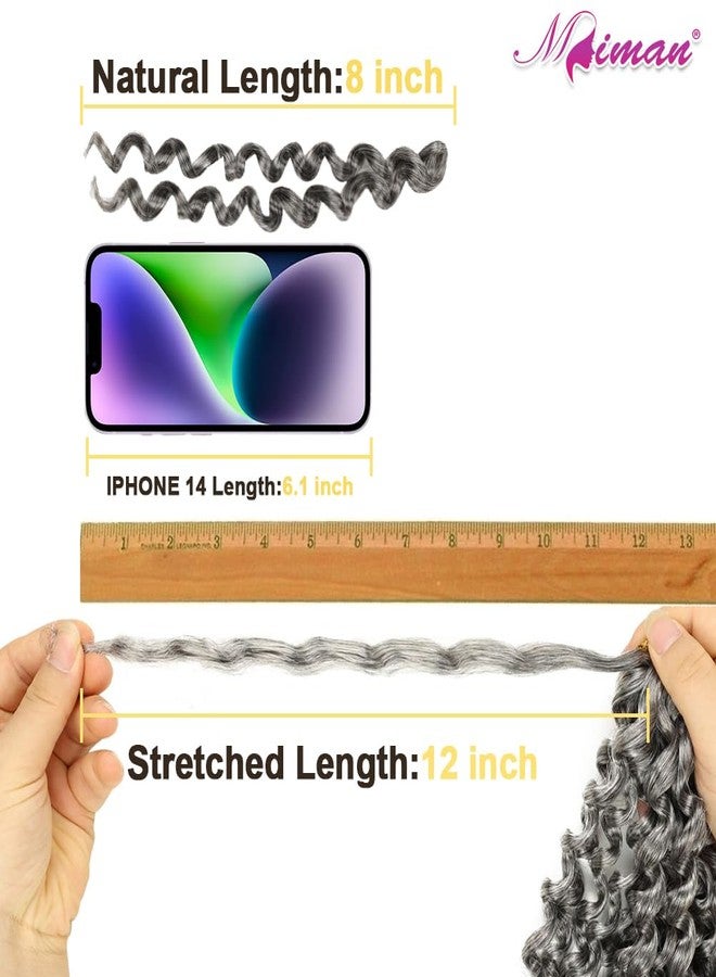 MIMAN 5 Packs 8 Inch Short Grey Beach Curl Crochet Hair Braids Synthetic Ocean Wave Crochet Braiding Hair Extentions for Black Women DIY Mohawk Dreadlock Braided Ponytail Hairstyle - Image 3