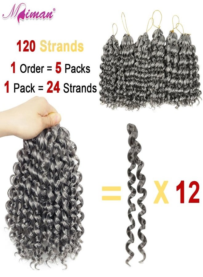 MIMAN 5 Packs 8 Inch Short Grey Beach Curl Crochet Hair Braids Synthetic Ocean Wave Crochet Braiding Hair Extentions for Black Women DIY Mohawk Dreadlock Braided Ponytail Hairstyle - Image 4