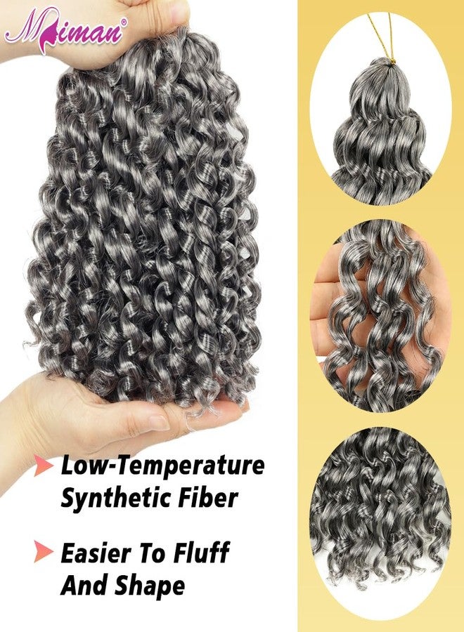 MIMAN 5 Packs 8 Inch Short Grey Beach Curl Crochet Hair Braids Synthetic Ocean Wave Crochet Braiding Hair Extentions for Black Women DIY Mohawk Dreadlock Braided Ponytail Hairstyle - Image 5