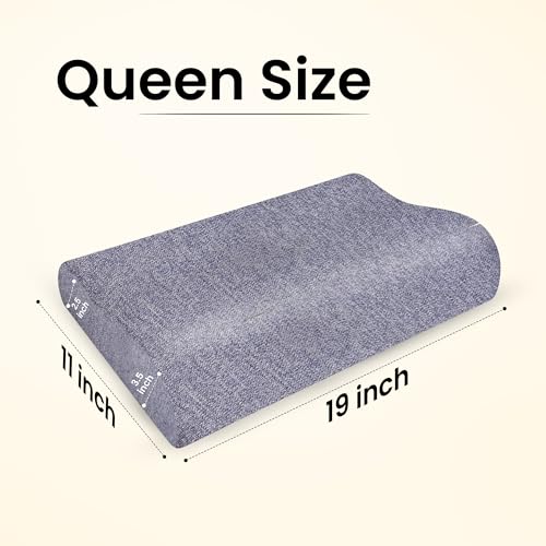CareFoam Memory Foam Cervical Neck Pillow | 2 Years Warranty | Pain Relief Sleep, Improves Posture Spinal Alignment, Neck Pain Relief | 19 x 11 x 3.5 Inch | Blue Melange Cover | Pack of 1 - Image 2