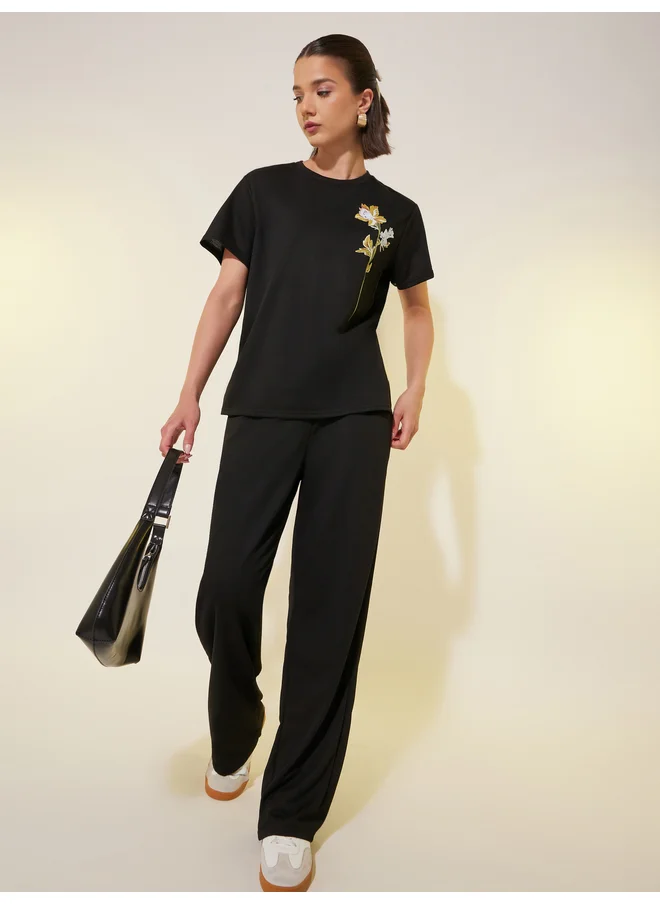 تايك تو Take Two Graphic Printed Short Sleeve T-Shirt and Pants Co-Ords