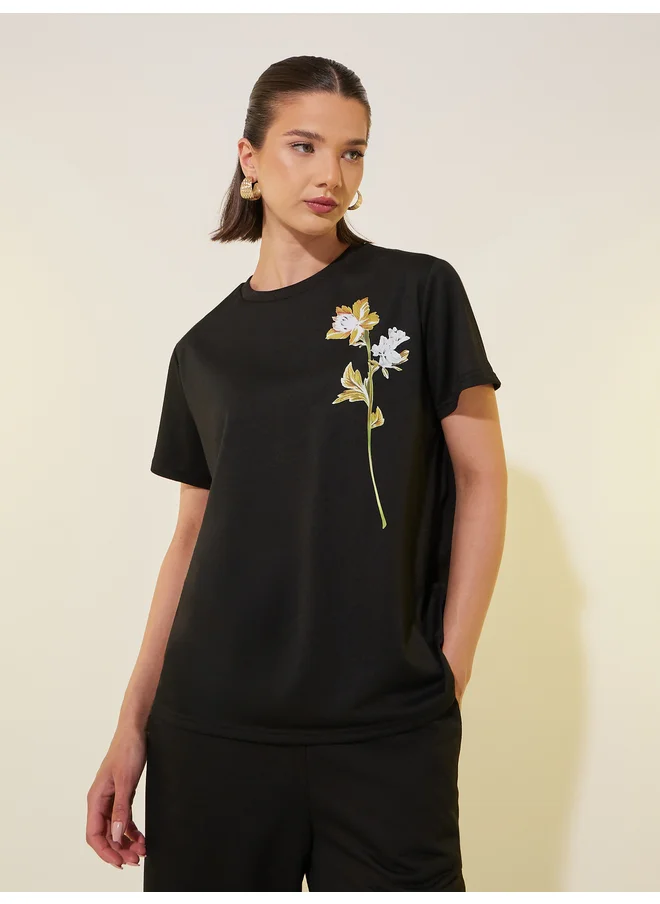 تايك تو Take Two Graphic Printed Short Sleeve T-Shirt and Pants Co-Ords