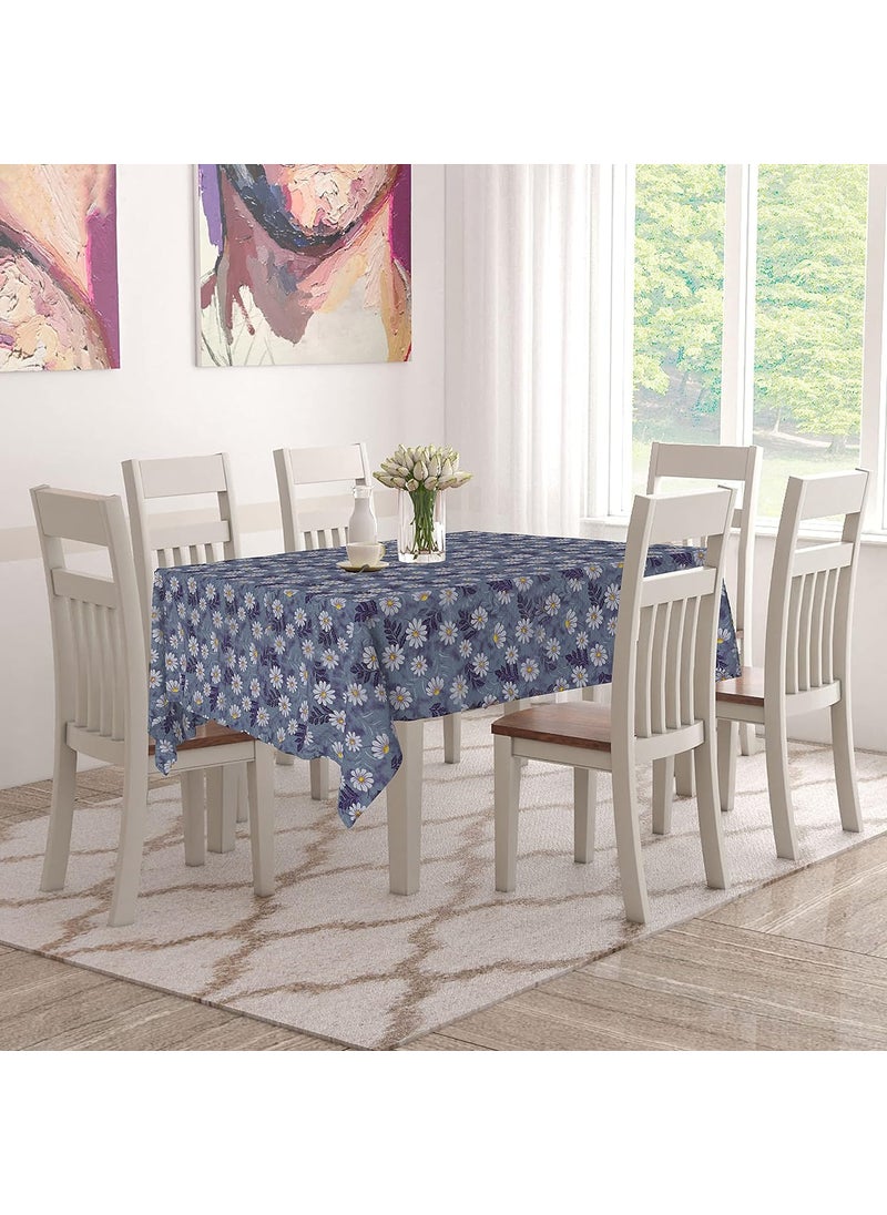 craft city CRAFT CITY Blue Flower Print Center & Dining Table Cover for 2 to 6 Seater Table Cloth/Water and dust with Oil-Proof PVC Rectangular Shape (54x78 inch)  - Image 2