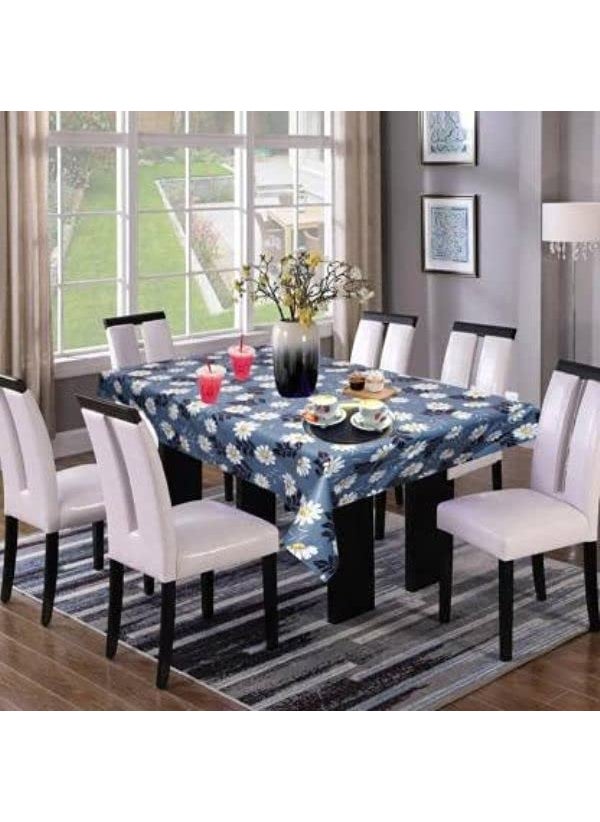 craft city CRAFT CITY Blue Flower Print Center & Dining Table Cover for 2 to 6 Seater Table Cloth/Water and dust with Oil-Proof PVC Rectangular Shape (54x78 inch)  - Image 1