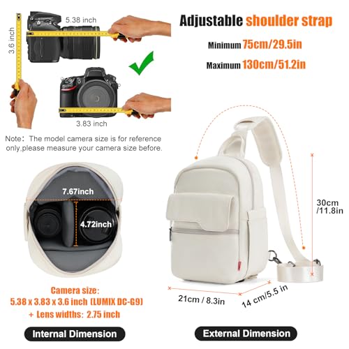 Cwatcun Camera Bag Crossbody Shoulder Messenger Camera Case, Lightweight DSLR/SLR/Mirrorless Photography Bag with Tripod Holder and Rain Cover for Canon, Nikon, Sony, Fuji Cameras, Lens Accessories - Image 4