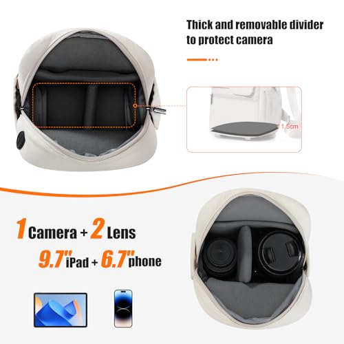 Cwatcun Camera Bag Crossbody Shoulder Messenger Camera Case, Lightweight DSLR/SLR/Mirrorless Photography Bag with Tripod Holder and Rain Cover for Canon, Nikon, Sony, Fuji Cameras, Lens Accessories - Image 3