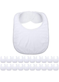 Geyoga 20 Pieces Sublimation Blanks White Bibs For Baby Decorating Washable Reusable Fabric Bibs (White)  - Image 1