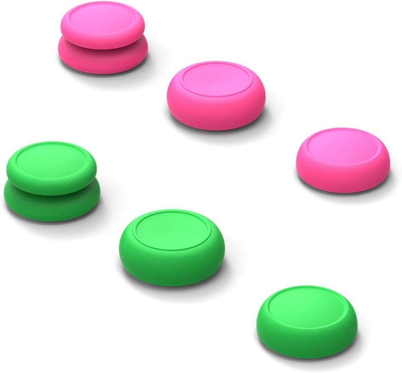 Skull & Co. Skin, CQC and FPS Thumb Grip Set Joystick Cap Analog Stick Cap for Nintendo Switch Joy-Con Controller - Neon Pink+Green, 3 Pairs(6pcs) - Image 1