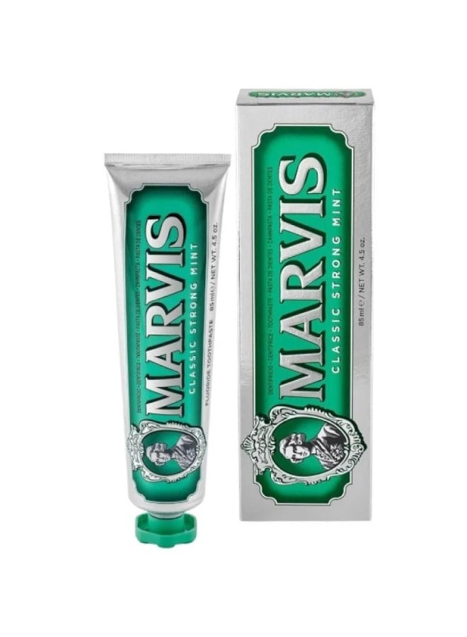 Marvis Classic Strong Mint Toothpaste Sensational Flavoured Toothpaste for a Long-Lasting Freshness - 85ml - Image 1
