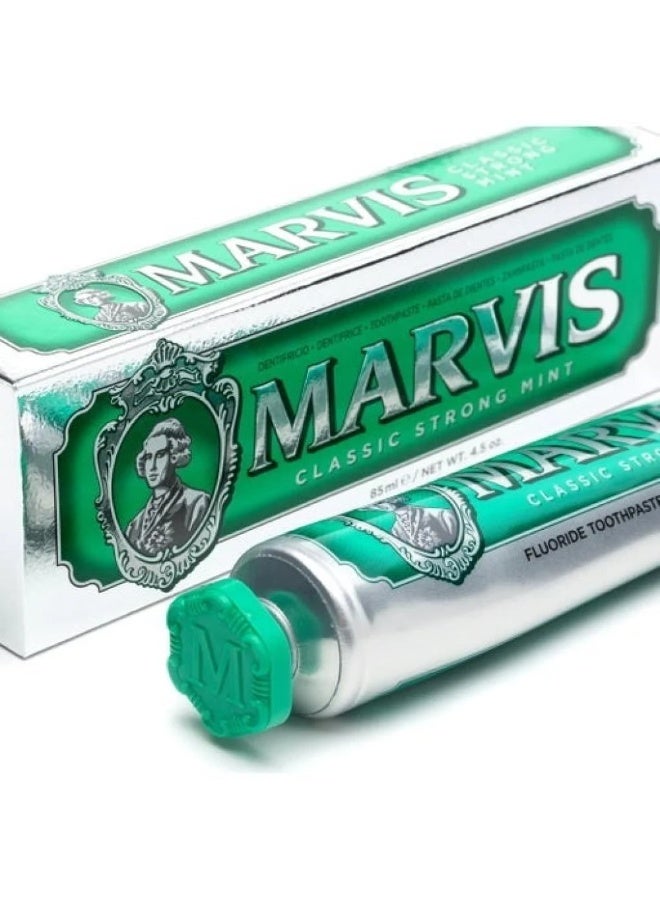Marvis Classic Strong Mint Toothpaste Sensational Flavoured Toothpaste for a Long-Lasting Freshness - 85ml - Image 2