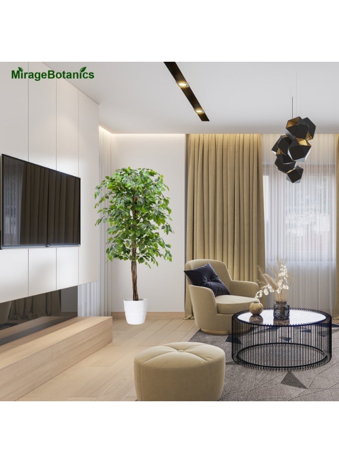 ميراج بوتانيكس شجرة الفيكات الصناعية ثلاثية الساق بارتفاع 150 سم مع ساق خشبي طبيعي، شجرة داخلية للديكور المنزلي، شجرة فيكات مزيفة مع إناء تشتل أسود، ديكور مكتب - Image 3