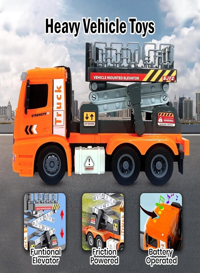 Spindoo Elevator Crane Toy for Kids – Friction Powered Construction Crane Truck with Light & Sound, 360° Rotating Arm & Lift Function | Heavy Duty Vehicle Toy for Kids Age 3+(Pack 1 Random Colour) - Image 3