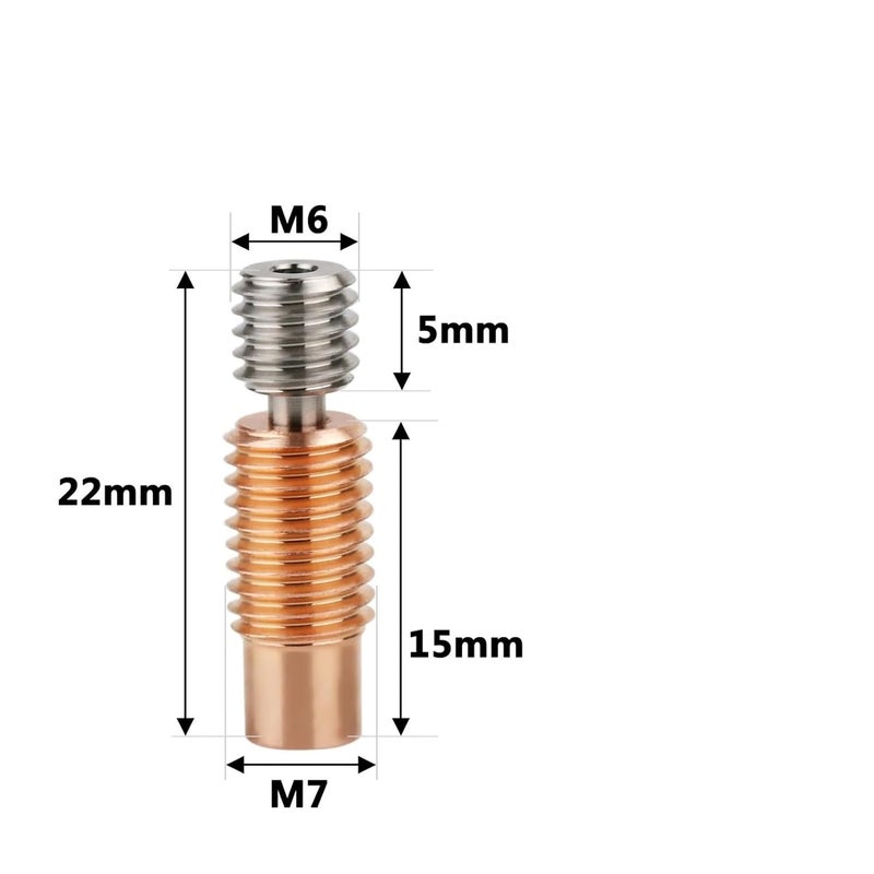 Threaded Version 10 Pcs V6 Bimetal Heatbreak Copper Titanium Upgrade Throat For X1 X2 Pro 3D Printer - Image 4