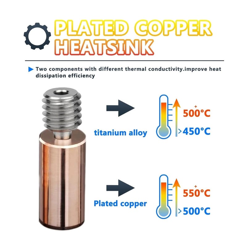 Threaded Version 10 Pcs V6 Bimetal Heatbreak Copper Titanium Upgrade Throat For X1 X2 Pro 3D Printer - Image 5