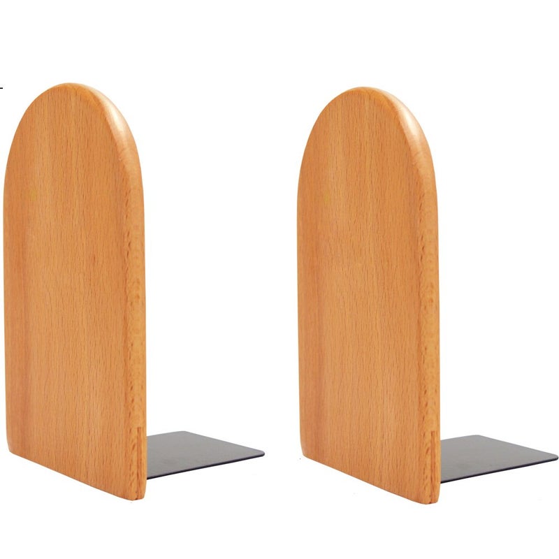 TINTON LIFE 1 Pair 5 Beech Wood Bookends for Home Office School Desk Book Ends Decorative Bookshelf Display Organizers GiftBeech Round 5 H x 31 W x 4 L