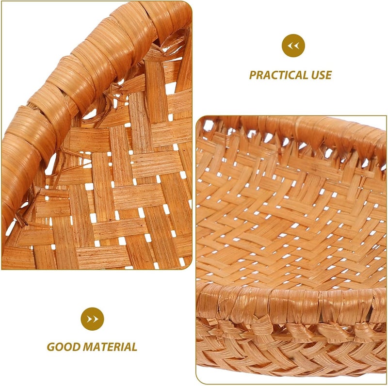 27x18x4cm Woven Small Fruit Basket Kitchen Bread Serving Tray Traditional Chinese Food Storage Basket for Home and Outdoor Use - Image 3
