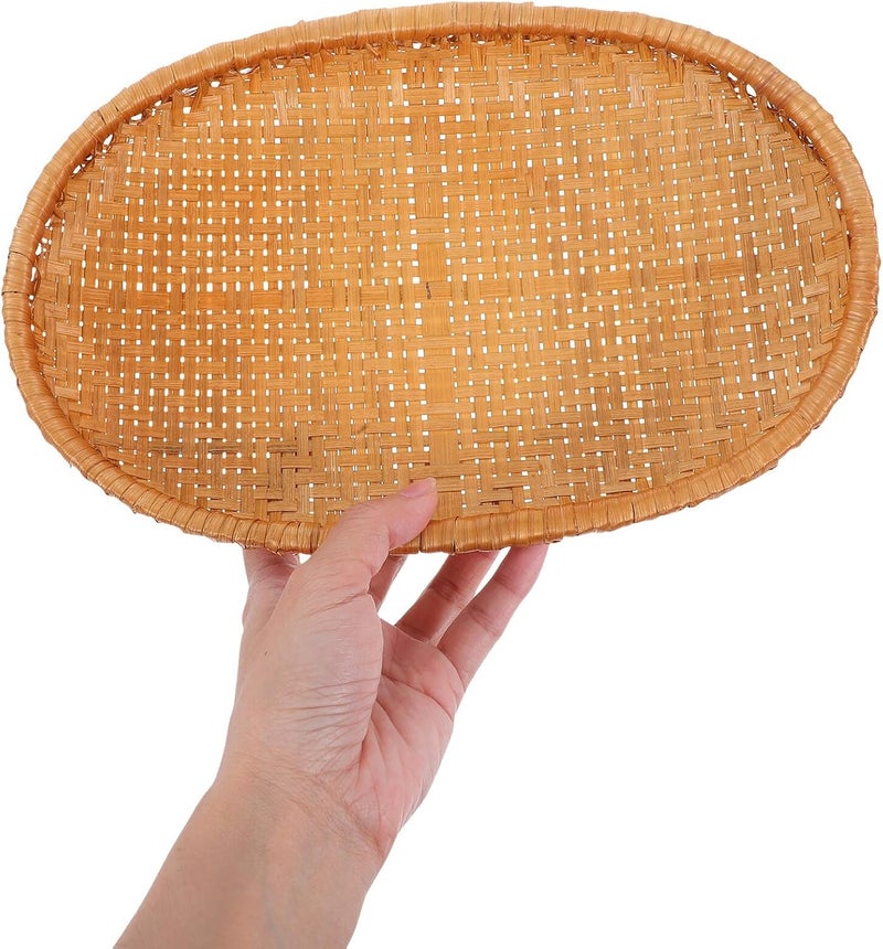 27x18x4cm Woven Small Fruit Basket Kitchen Bread Serving Tray Traditional Chinese Food Storage Basket for Home and Outdoor Use - Image 4