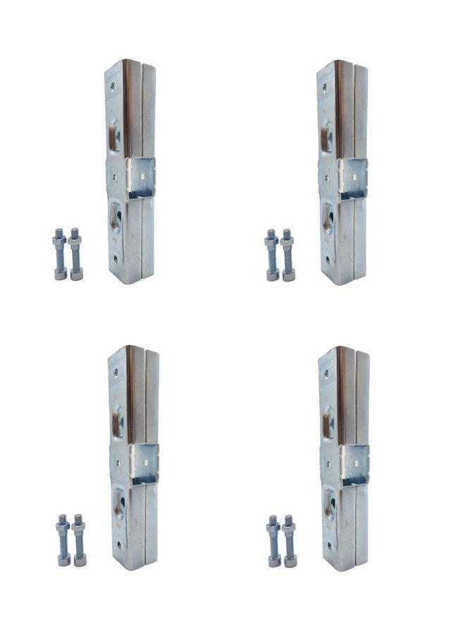 FLEXKEA 4 Pcs Steel Square Joint Tube Fittings, 3 Way Horizontal Line Joint Pipe Clamps, Joint Link Fence Clamps Connector with Bolts/Nuts for OD 1" or 25MM Square Pipe, Chain Fence Guardrail Rails Clamps - Image 1