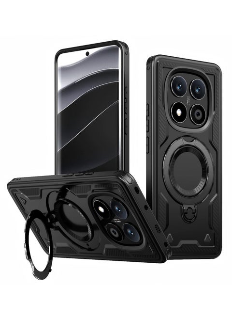 Shockproof Magnetic Phone Case for Xiaomi Redmi Note 14 Pro Plus,  Protective Cover with 360 Rotating Ring Stand for Xiaomi Redmi Note 14 Pro+