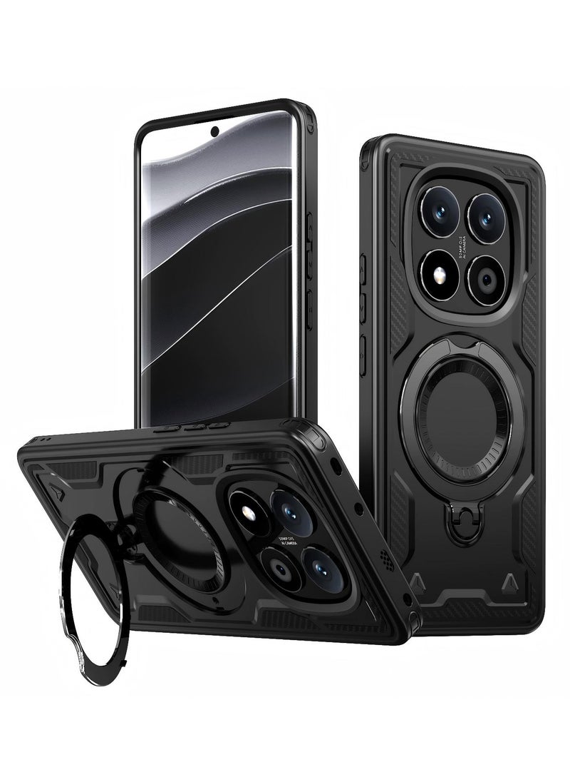 Shockproof Magnetic Phone Case for Xiaomi Redmi Note 14 Pro Plus,  Protective Cover with 360 Rotating Ring Stand for Xiaomi Redmi Note 14 Pro+