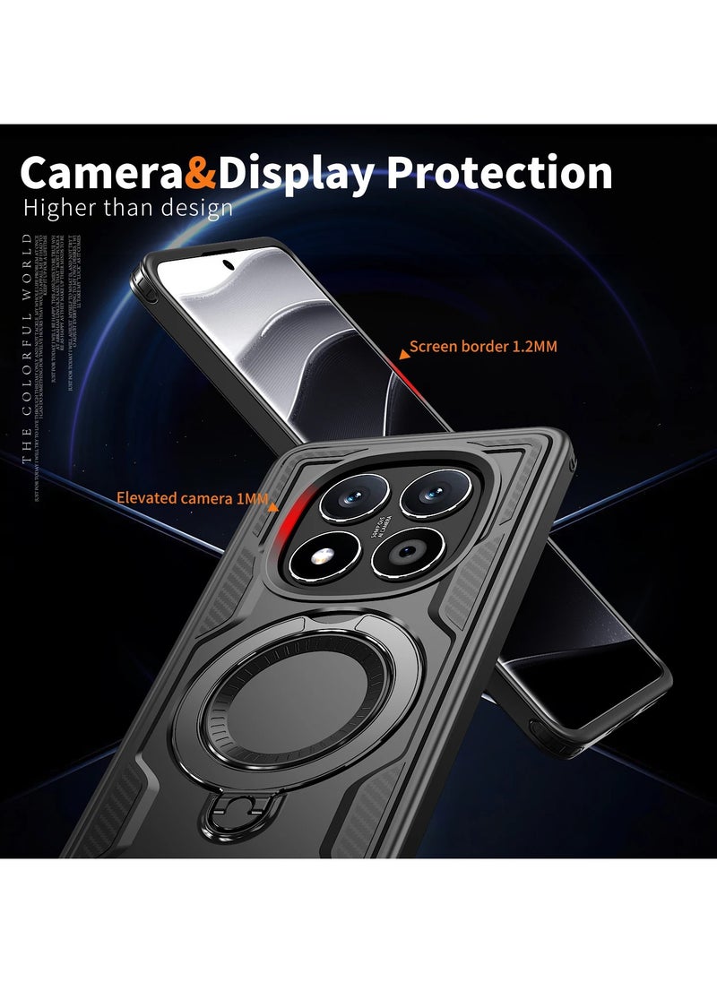 Shockproof Magnetic Phone Case for Xiaomi Redmi Note 14 Pro Plus,  Protective Cover with 360 Rotating Ring Stand for Xiaomi Redmi Note 14 Pro+