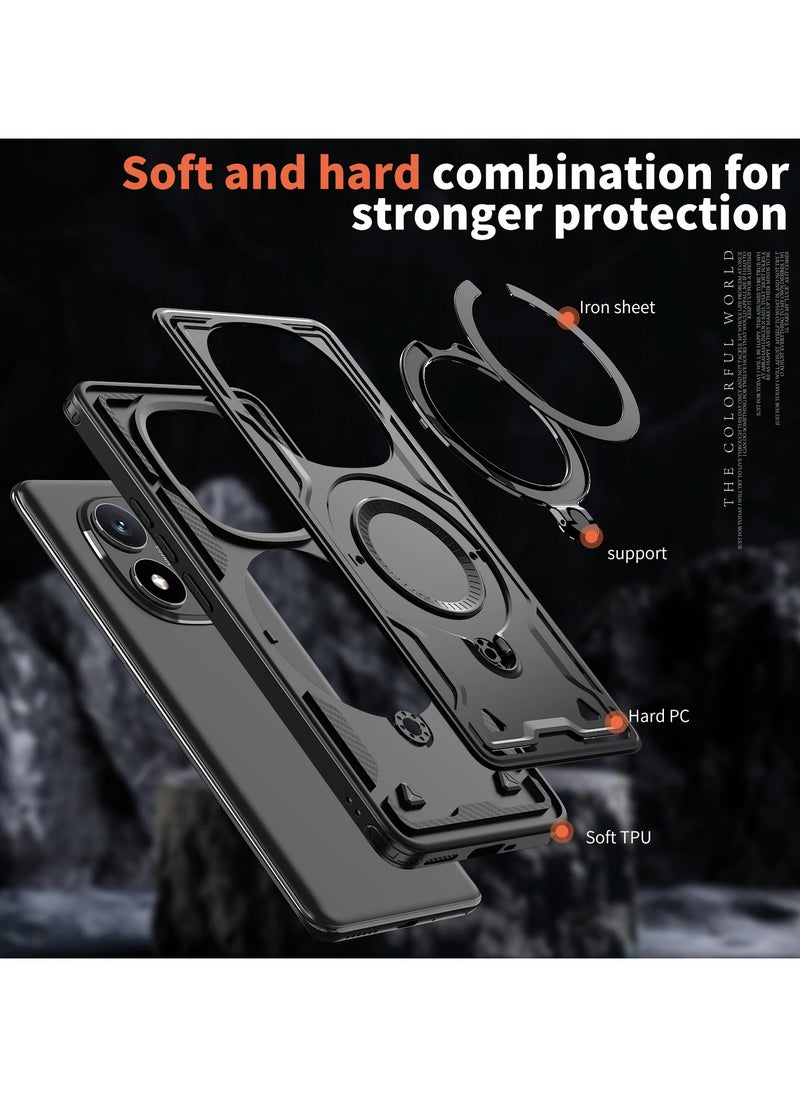 Shockproof Magnetic Phone Case for Xiaomi Redmi Note 14 Pro Plus,  Protective Cover with 360 Rotating Ring Stand for Xiaomi Redmi Note 14 Pro+