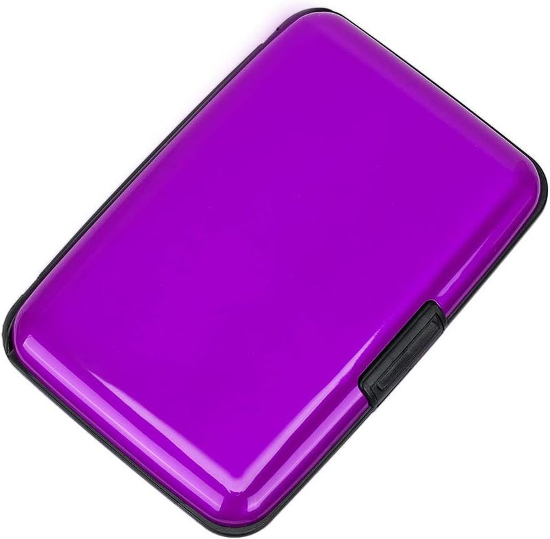 ELFISH RFID Blocking Credit Card Protector Aluminum ID Case Hard Shell Business Card Holders Metal Wallet for Men or Women (Aluminum, Purple) - Image 4