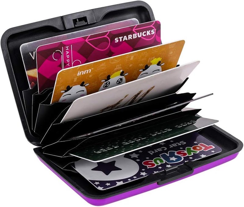 ELFISH RFID Blocking Credit Card Protector Aluminum ID Case Hard Shell Business Card Holders Metal Wallet for Men or Women (Aluminum, Purple) - Image 5