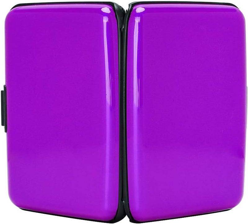 ELFISH RFID Blocking Credit Card Protector Aluminum ID Case Hard Shell Business Card Holders Metal Wallet for Men or Women (Aluminum, Purple) - Image 3
