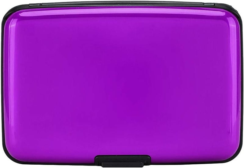 ELFISH RFID Blocking Credit Card Protector Aluminum ID Case Hard Shell Business Card Holders Metal Wallet for Men or Women (Aluminum, Purple) - Image 1