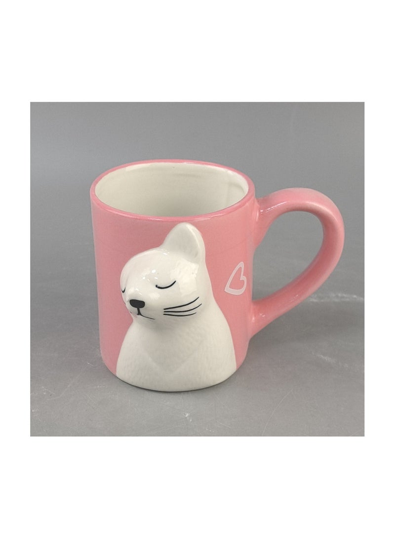 xozgdovg Creative stereo cat lovers ceramic mug black and white cat kissing cat mug/pink kitten mug