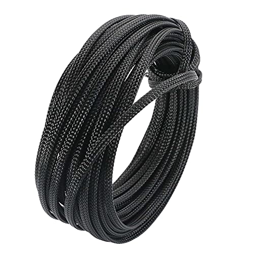 Heyiarbeit 10m/32.8ft PET Expandable Braid Cable Sleeving Flexible Wire Mesh Sleeve Black 4mm - Image 1
